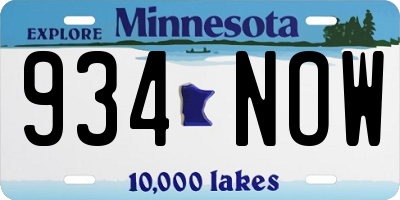 MN license plate 934NOW