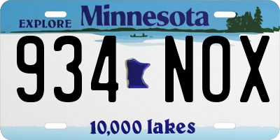 MN license plate 934NOX