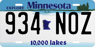 MN license plate 934NOZ