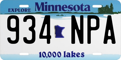 MN license plate 934NPA