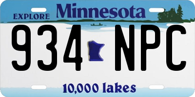 MN license plate 934NPC