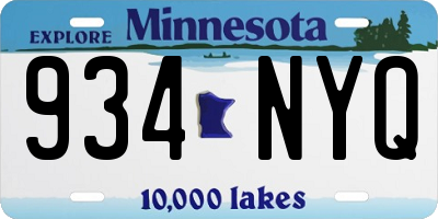 MN license plate 934NYQ