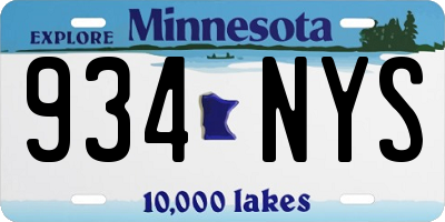 MN license plate 934NYS