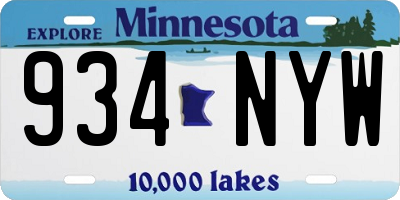 MN license plate 934NYW