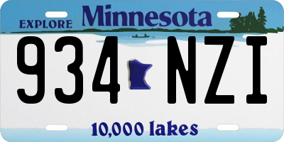MN license plate 934NZI