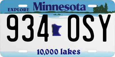 MN license plate 934OSY