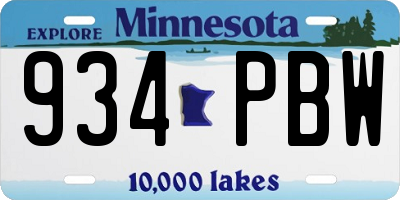 MN license plate 934PBW