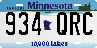 MN license plate 934QRC