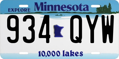 MN license plate 934QYW