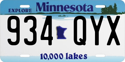 MN license plate 934QYX