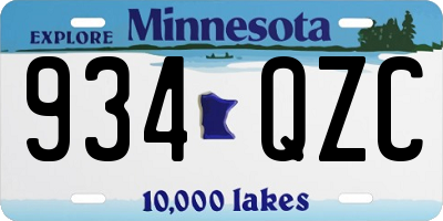 MN license plate 934QZC