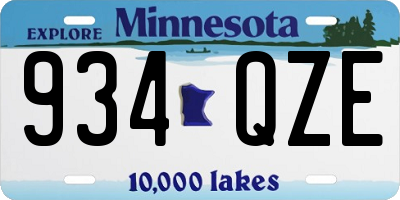 MN license plate 934QZE