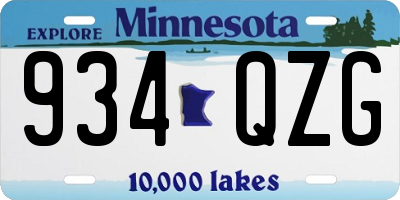 MN license plate 934QZG
