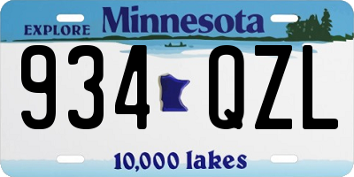 MN license plate 934QZL