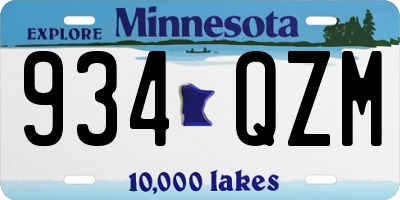 MN license plate 934QZM