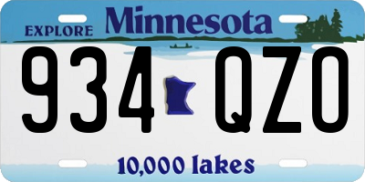MN license plate 934QZO