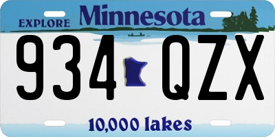 MN license plate 934QZX