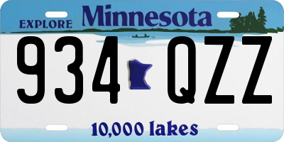 MN license plate 934QZZ