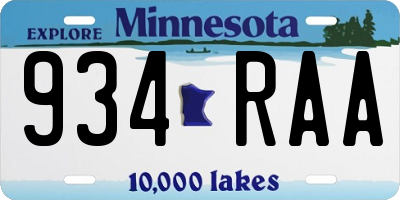 MN license plate 934RAA
