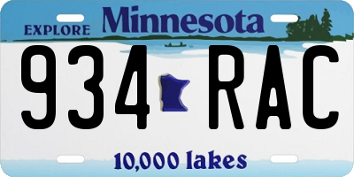 MN license plate 934RAC