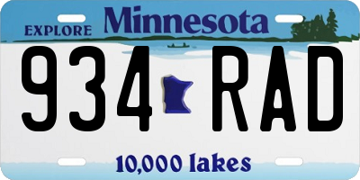 MN license plate 934RAD