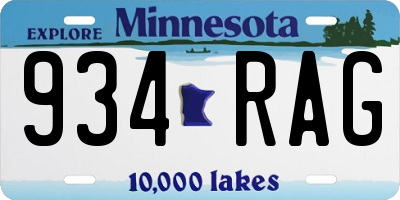 MN license plate 934RAG
