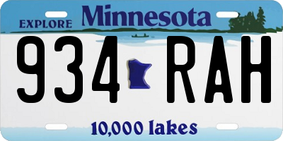 MN license plate 934RAH