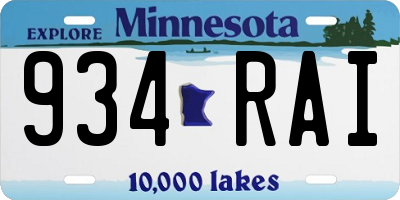 MN license plate 934RAI