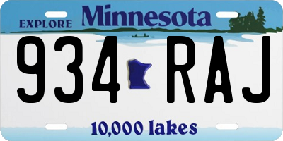 MN license plate 934RAJ