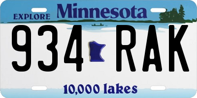 MN license plate 934RAK