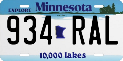 MN license plate 934RAL