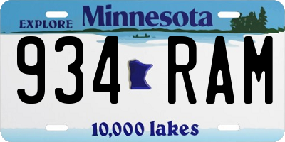 MN license plate 934RAM