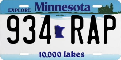 MN license plate 934RAP