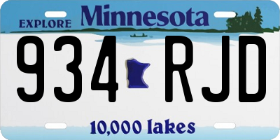 MN license plate 934RJD