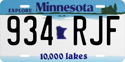 MN license plate 934RJF