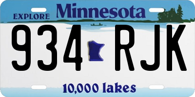MN license plate 934RJK