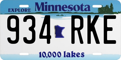 MN license plate 934RKE