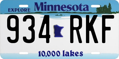 MN license plate 934RKF