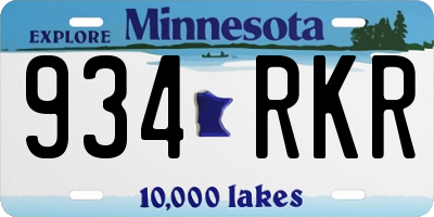 MN license plate 934RKR