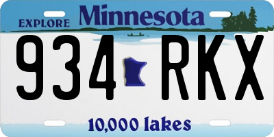 MN license plate 934RKX
