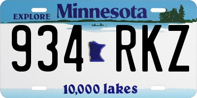 MN license plate 934RKZ