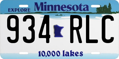 MN license plate 934RLC