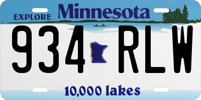 MN license plate 934RLW