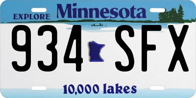MN license plate 934SFX