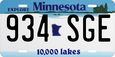 MN license plate 934SGE