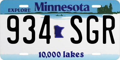 MN license plate 934SGR