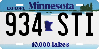 MN license plate 934STI