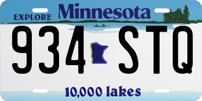 MN license plate 934STQ