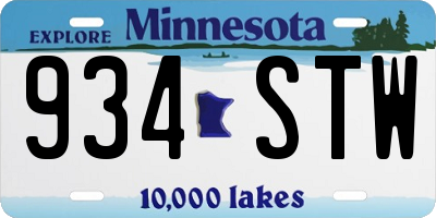 MN license plate 934STW