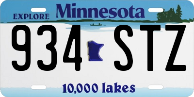 MN license plate 934STZ